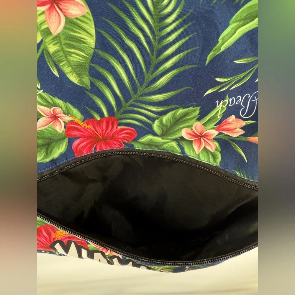 EUC Lucky 7 Tropical Print Miami Beach Drawstring Backpack